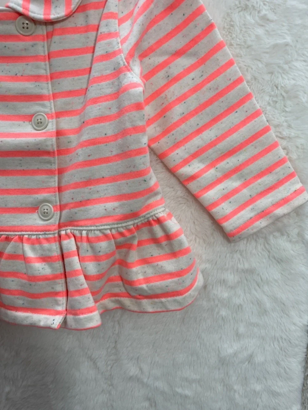 SALE! NWT GAP Baby Ivory and Neon Coral Striped Peplum Jacket Size 18-24 Mo
